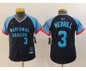 Youth San Diego Padres #3 Jackson Merrill Number Navy 2024 All Star Limited Stitched Jersey