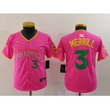 Youth San Diego Padres #3 Jackson Merrill Number Pink Fashion Baseball Jersey