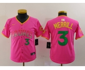 Youth San Diego Padres #3 Jackson Merrill Number Pink Fashion Baseball Jersey