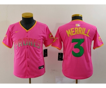 Youth San Diego Padres #3 Jackson Merrill Pink Fashion Baseball Jersey