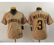 Youth San Diego Padres #3 Jackson Merrill Tan 2023 Cool Base Stitched Jersey