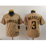 Youth San Diego Padres #3 Jackson Merrill Tan 2023 Cool Base Stitched Jerseys