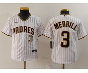 Youth San Diego Padres #3 Jackson Merrill White 2023 Cool Base Stitched Jerseys