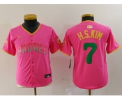 Youth San Diego Padres #7 Ha Seong Kim Pink Fashion Baseball Jersey