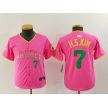 Youth San Diego Padres #7 Ha Seong Kim Pink Player Number Fashion Baseball Jersey