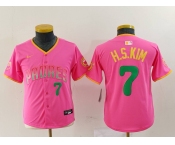 Youth San Diego Padres #7 Ha Seong Kim Pink Player Number Fashion Baseball Jersey