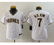 Youth San Diego Padres #7 Ha Seong Kim White Stitched Cool Base Nike Jersey