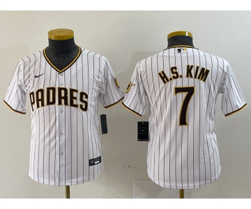 Youth San Diego Padres #7 Ha Seong Kim White Stitched Cool Base Nike Jersey