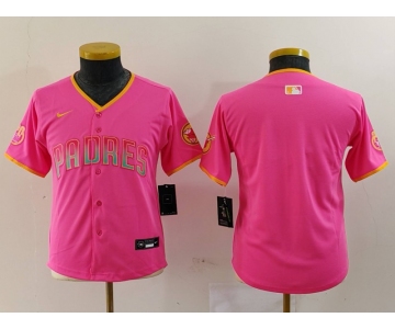 Youth San Diego Padres Blank Pink Fashion Baseball Jersey