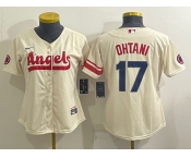 Women's Los Angeles Angels #17 Shohei Ohtani Cream 2022 City Connect Cool Base Stitched Jersey