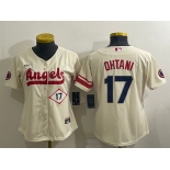 Women's Los Angeles Angels #17 Shohei Ohtani Number Cream 2022 City Connect Cool Base Stitched Jersey