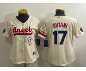 Women's Los Angeles Angels #17 Shohei Ohtani Number Cream 2022 City Connect Cool Base Stitched Jersey