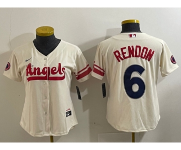 Women's Los Angeles Angels #6 Anthony Rendon Cream 2022 City Connect Cool Base Stitched Jersey