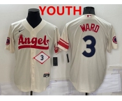 Youth Los Angeles Angels #3 Taylor Ward Number Cream 2022 City Connect Cool Base Stitched Jersey