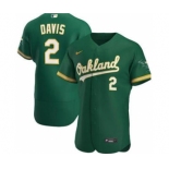 Men's Nike Athletics #2 Khris Davis Green 2020 Baseball Flexbase Jersey