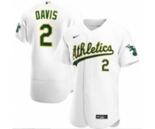 Men's Nike Athletics #2 Khris Davis White 2020 Baseball Flexbase Jersey