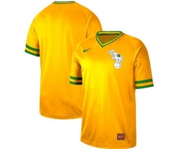 Men's Nike Athletics Blank Yellow Cooperstown Collection Stitched Baseball Jersey