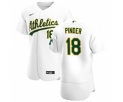 Men's Nike Oakland Athletics #18 Chad Pinder White Home 2020 Authentic Player Baseball Jersey