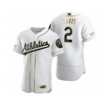 Men's Nike Oakland Athletics #2 Khris Davis White 2020 Authentic Golden Edition Baseball Jersey