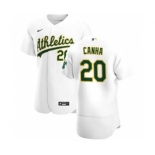 Men's Nike Oakland Athletics #20 Mark Canha White Home 2020 Authentic Player Baseball Jersey