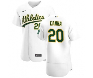 Men's Nike Oakland Athletics #20 Mark Canha White Home 2020 Authentic Player Baseball Jersey