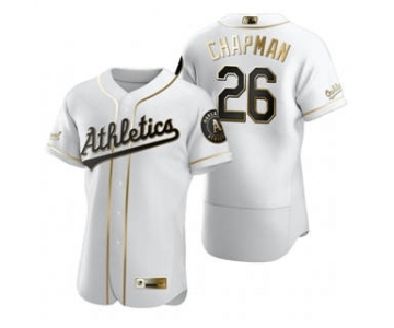 Men's Nike Oakland Athletics #26 Matt Chapman White 2020 Authentic Golden Edition Baseball Jersey