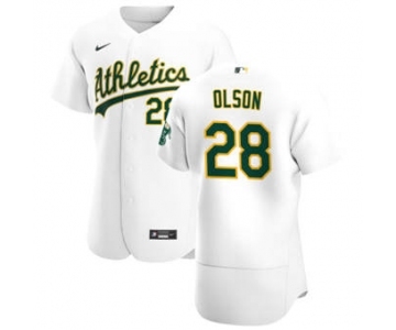 Men's Nike Oakland Athletics #28 Matt Olson White Home 2020 Authentic Player Baseball Jersey