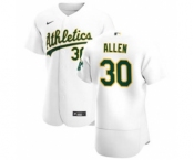 Men's Nike Oakland Athletics #30 Austin Allen White Home 2020 Authentic Player Baseball Jersey