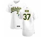 Men's Nike Oakland Athletics #37 Jonah Heim White Home 2020 Authentic Player Baseball Jersey