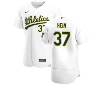 Men's Nike Oakland Athletics #37 Jonah Heim White Home 2020 Authentic Player Baseball Jersey