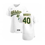 Men's Nike Oakland Athletics #40 Chris Bassitt White Home 2020 Authentic Player Baseball Jersey