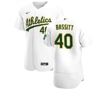 Men's Nike Oakland Athletics #40 Chris Bassitt White Home 2020 Authentic Player Baseball Jersey