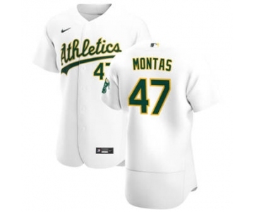 Men's Nike Oakland Athletics #47 Frankie Montas White Home 2020 Authentic Player Baseball Jersey