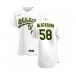 Men's Nike Oakland Athletics #58 Paul Blackburn White Home 2020 Authentic Player Baseball Jersey