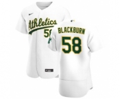 Men's Nike Oakland Athletics #58 Paul Blackburn White Home 2020 Authentic Player Baseball Jersey