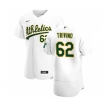 Men's Nike Oakland Athletics #62 Lou Trivino White Home 2020 Authentic Player Baseball Jersey