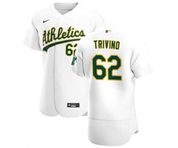 Men's Nike Oakland Athletics #62 Lou Trivino White Home 2020 Authentic Player Baseball Jersey