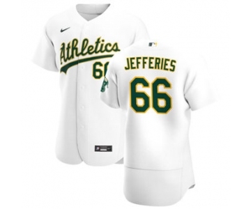 Men's Nike Oakland Athletics #66 Daulton Jefferies White Home 2020 Authentic Player Baseball Jersey