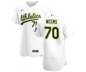 Men's Nike Oakland Athletics #70 Jordan Weems White Home 2020 Authentic Player Baseball Jersey