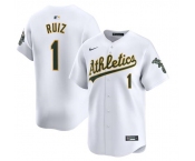 Men's Oakland Athletics #1 Esteury Ruiz White Home Limited Stitched Jersey