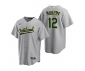 Men's Oakland Athletics #12 Sean Murphy Grey Cool Base Stitched Jersey