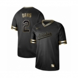 Men's Oakland Athletics #2 Khris Davis Authentic Black Gold Fashion Baseball Jersey