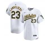 Men's Oakland Athletics #23 Shea Langeliers White Home Limited Stitched Jersey