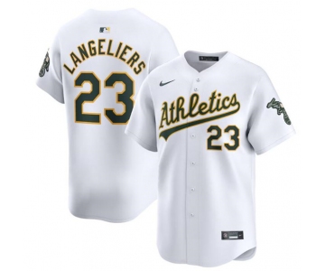 Men's Oakland Athletics #23 Shea Langeliers White Home Limited Stitched Jersey