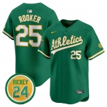 Men's Oakland Athletics #25 Brent Rooker Green 2024 Limited With Rickey Henderson Patch Stitched Jersey