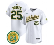 Men's Oakland Athletics #25 Brent Rooker White 2024 Home Limited With Rickey Henderson Patch Stitched Jersey