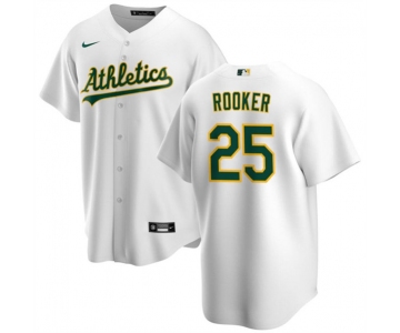 Men's Oakland Athletics #25 Brent Rooker White Cool Base Stitched Jersey