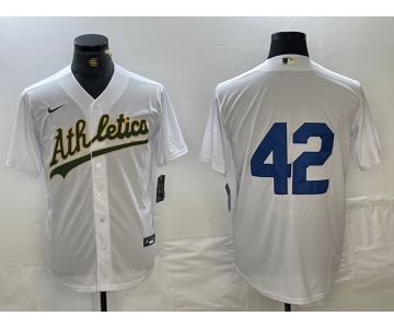 Men's Oakland Athletics #42 Jackie Robinson White Cool Base Stitched Baseball Jersey