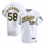 Men's Oakland Athletics #58 Paul Blackburn White Home Limited Stitched Jersey