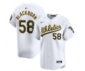 Men's Oakland Athletics #58 Paul Blackburn White Home Limited Stitched Jersey